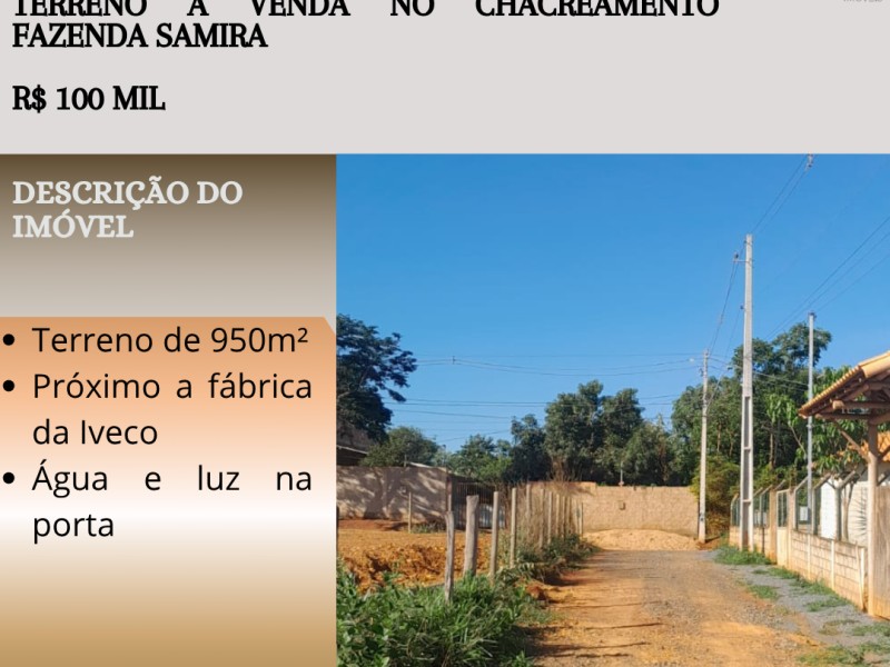 Excelente terreno á venda no chacreamento Fazenda Samira